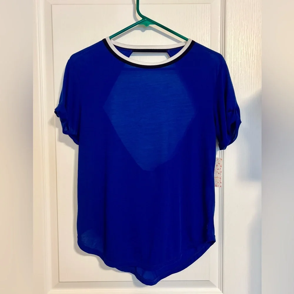 FP Movement by Free People Zephyr Open-Back Workout Tee in Blue size x-small - Picture 2 of 9